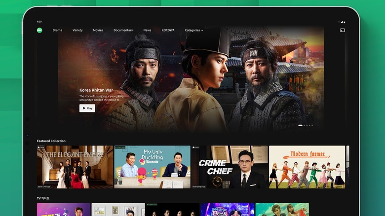 OnDemand Korea running on a tablet