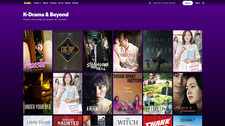 A screenshot showing the K-dramas section on Tubi