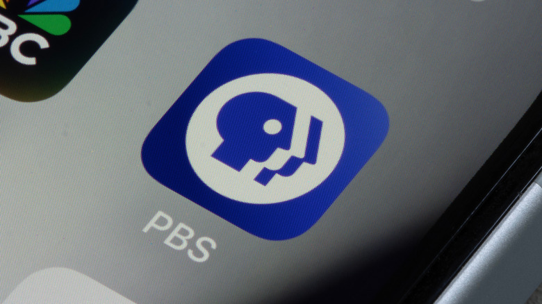 The PBS app icon on a mobile device