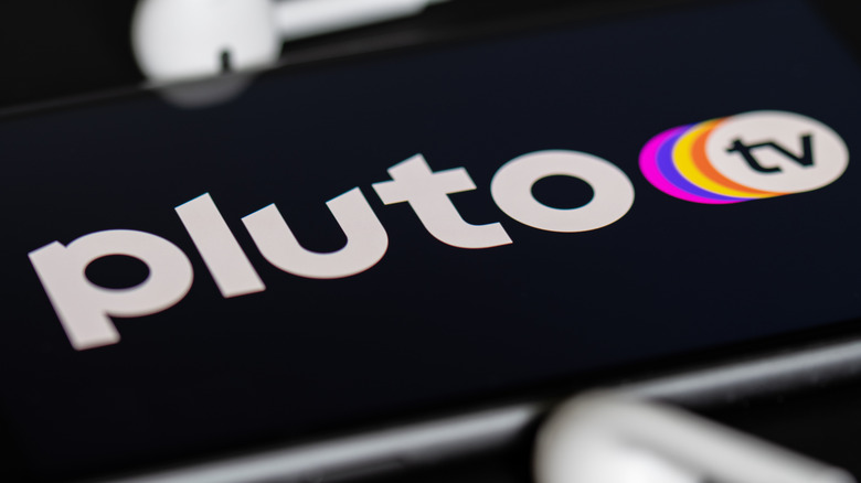 The Pluto TV logo on a mobile device
