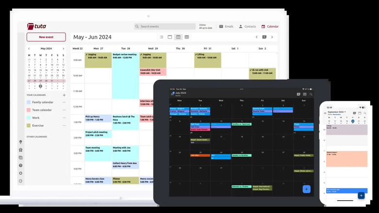 Screenshot of promotional art showing Tuta Calendar on PC and mobile