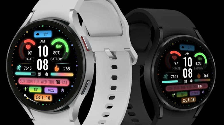 Close-up of watch faces with ZKin's Shiny Colorful face app
