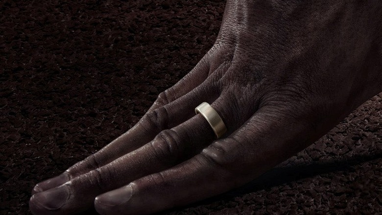 Close-up of a hand wearing the Amazfit Helio Ring