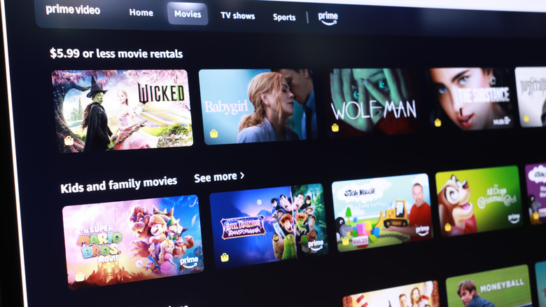 A close-up, slightly blurred image of the Amazon Prime Video user interface.