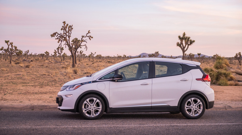Chevy Bolt EV parked on the side of the road.