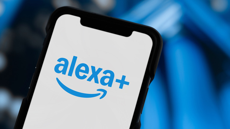 The Alexa+ logo on a smartphone.