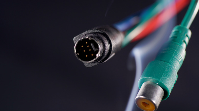 Close-up of an S-video cable