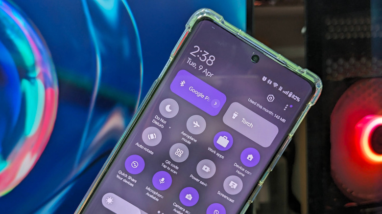 smartphone showing notification and quick options menu