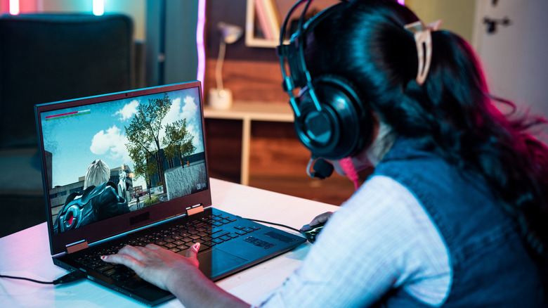 Person playing a video game