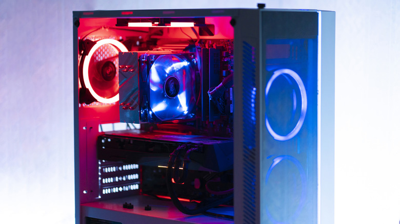 A PC case with RGB lighting