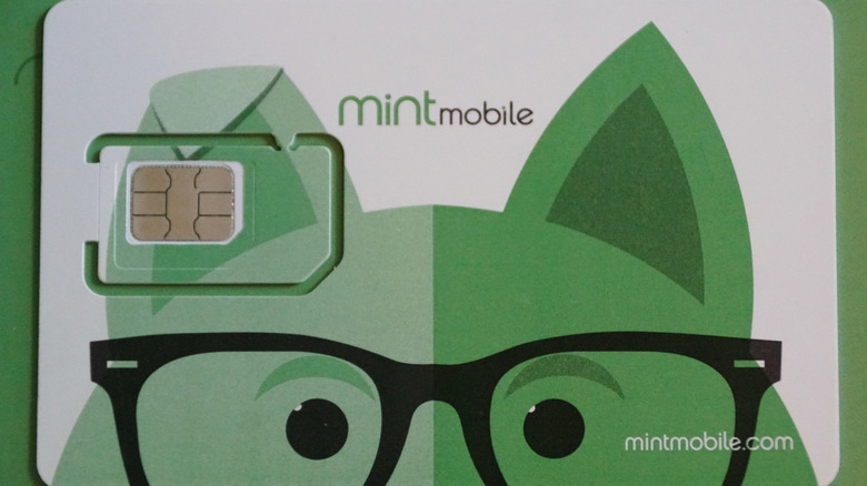 A Mint Mobile-branded SIM card.
