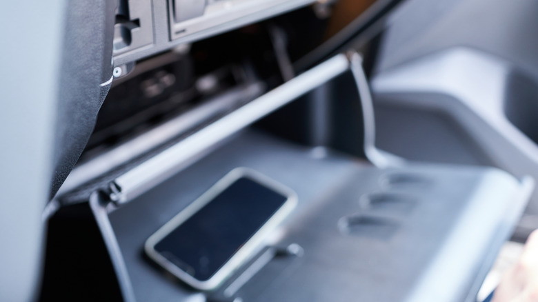 Smartphone in car glove compartment
