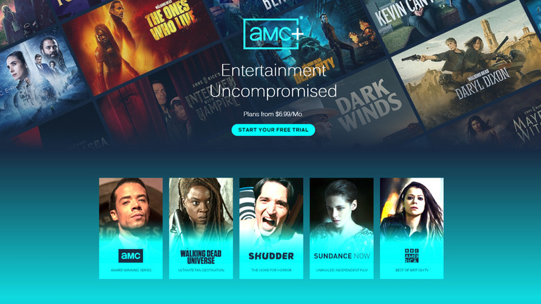 A screenshot showing AMC+ website homepage