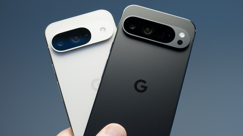 Two Google Pixel 9 phones.