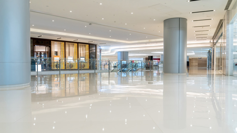 Storefront at empty shopping mall