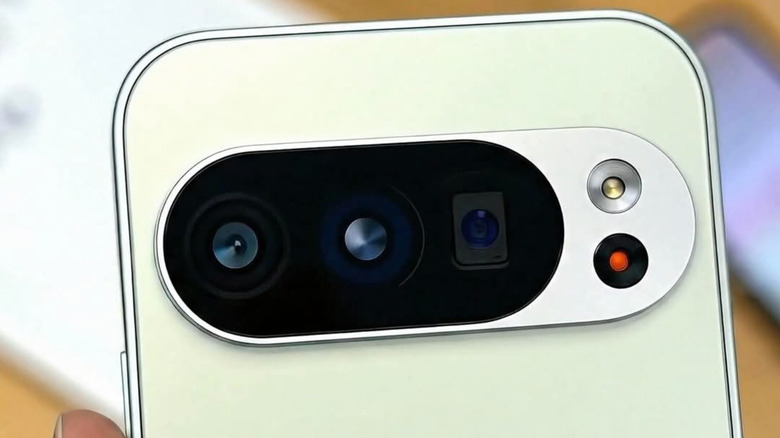 Close-up of the rear camera setup on a Pixel 9 Pro XL