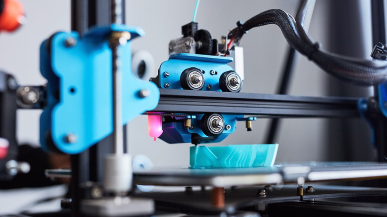 Close up of a 3D printer mid-print