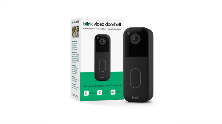 The Blink Video Doorbell (2nd Gen) and its packaging against a white background