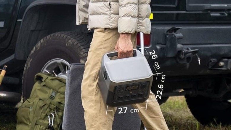 A person carrying EcoFlow River 2 Pro to their car