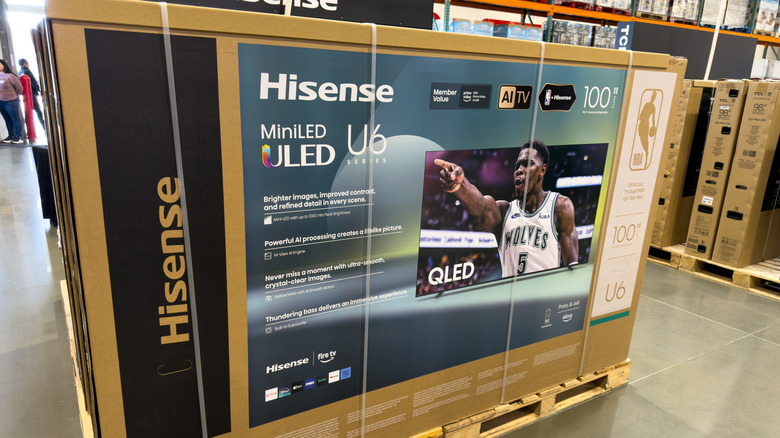 Hisense TV in a box, showing MiniLED with HDR support
