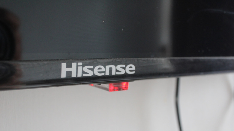close-up on hisense TV logo