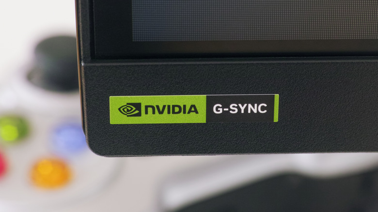 The NVIDIA G-SYNC label on a monitor