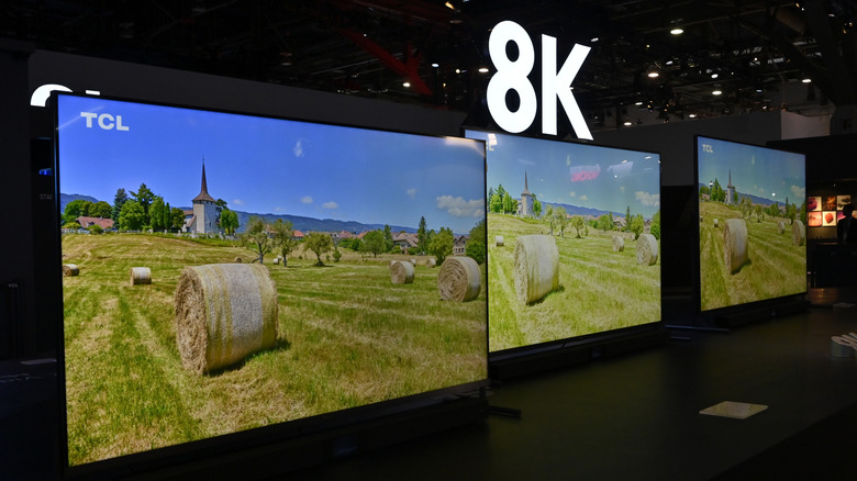A demo displaying 8K TCL TVs at a conference