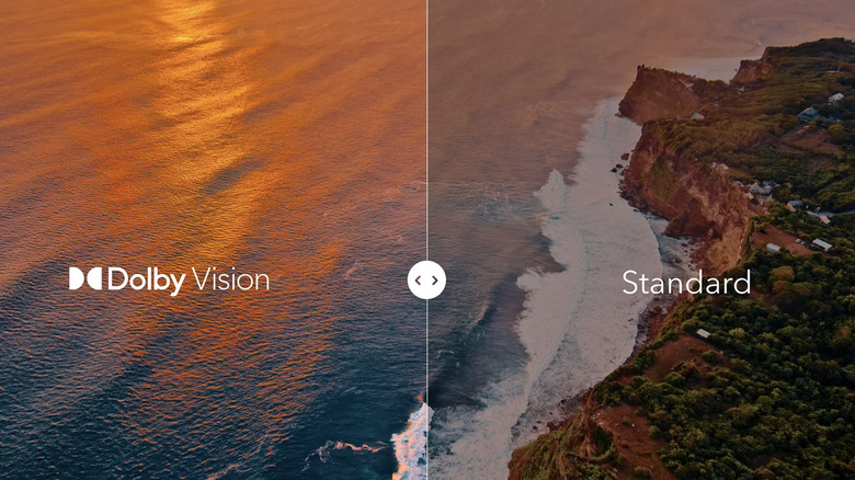 A comparison of a Dolby Vision HDR image with a Standard (or SDR) image.