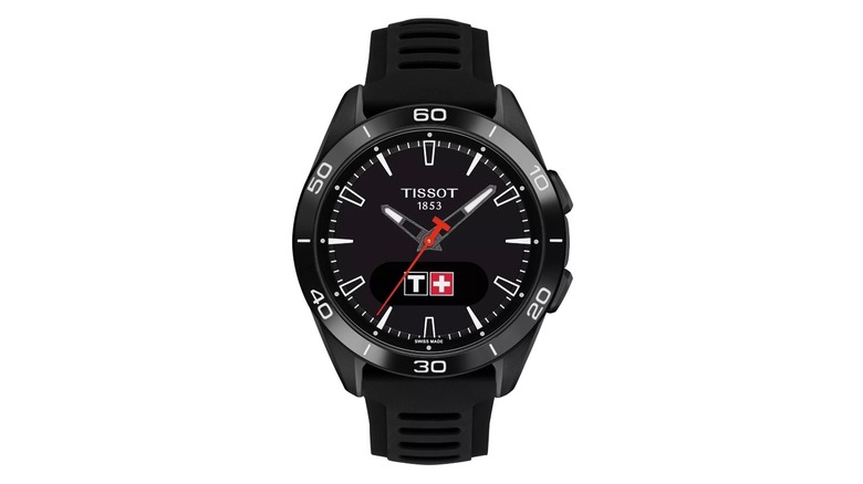 A Tissot smartwatch against a white background
