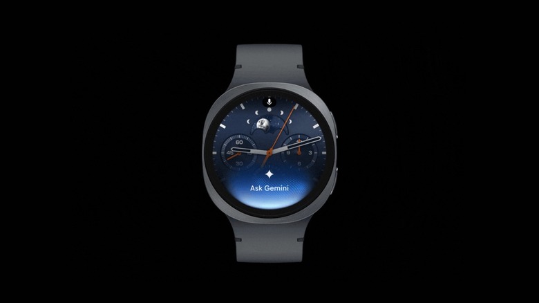Screenshot of a smartwatch offering an "Ask Gemini" feature
