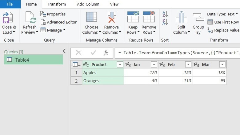 Power Query editor in Excel