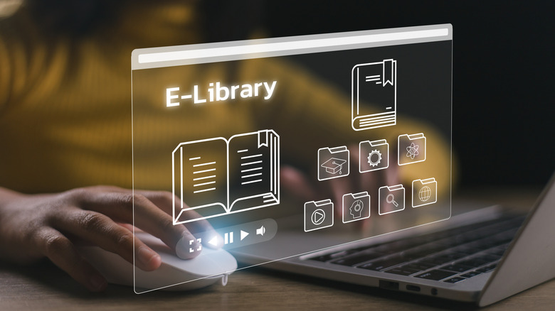 A person using a laptop to manage their digital library