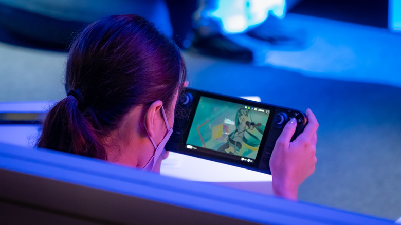 Person playing on Steam Deck