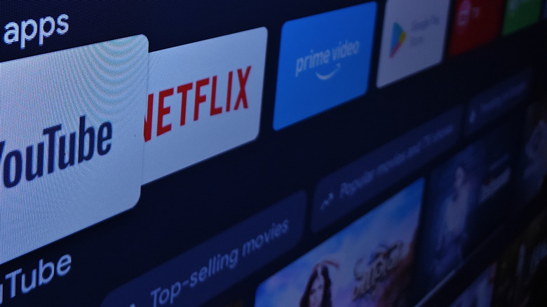 Close-up of TV screen with apps that may have cached data