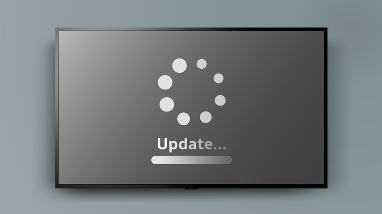 TV screen with software update in progress