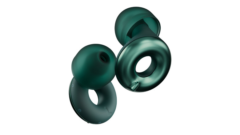 Green Loop switch 2 earplugs on a white background