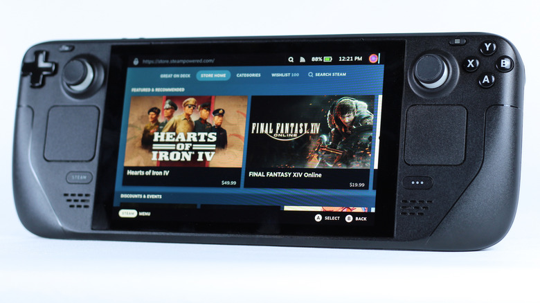 A Steam Deck showing two games in the Store Home page