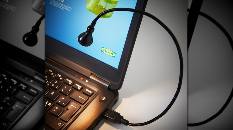 A Jansjö LED USB Lamp connected to a laptop