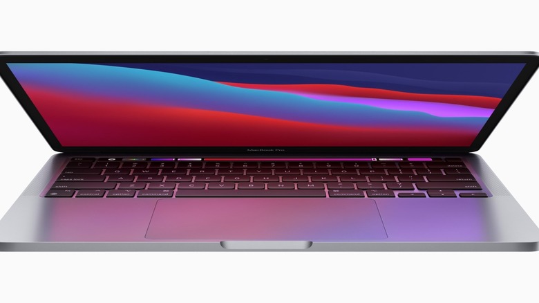 Apple's promotional image of the M1 MacBook Pro with Touch Bar