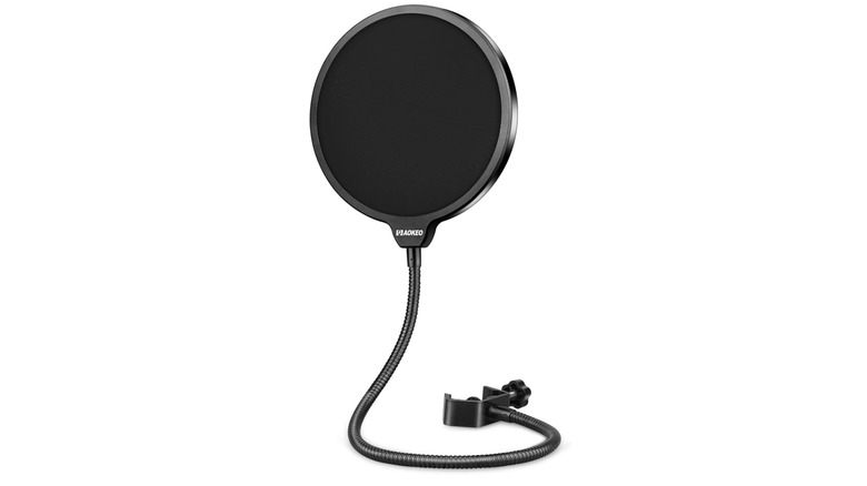 Aokeo Professional Microphone Pop Filter with adjustable neck and clamp.
