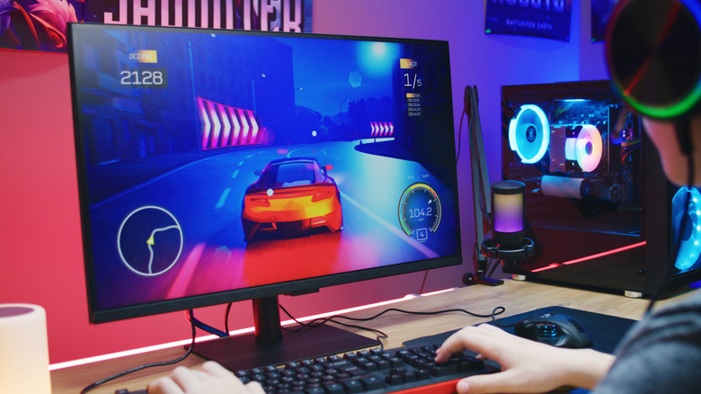 Someone using a PC gaming setup