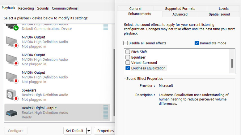 Sound settings in Windows