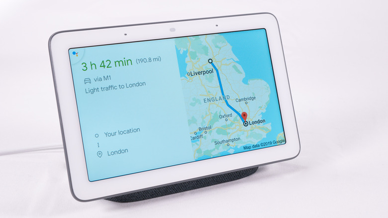 Google Nest Hub with a map displayed