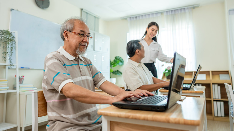Group of mature students in class