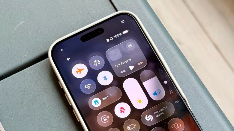 iPhone 17 Pro Max on a table, showing the Control Center options