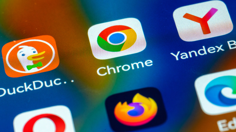 Close-up shot of a phone's screen showing different browsers