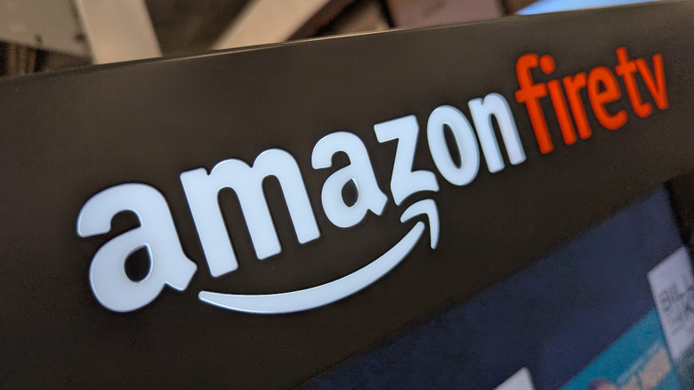 The Amazon Fire TV logo displayed in a store.