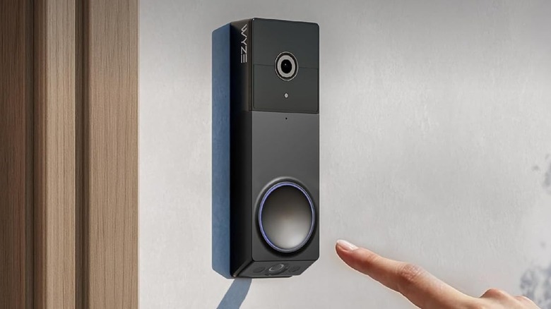 The Wyze Wireless Duo Cam mounted beside a front door.