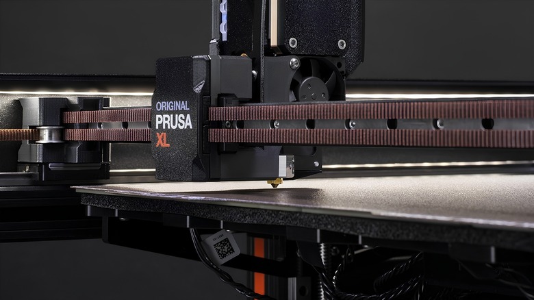Close up of a printer head on a Prusa XL 3D printer