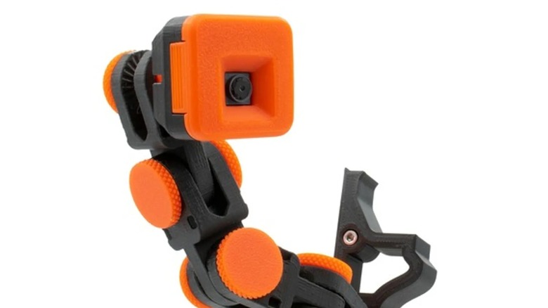 A 3D printed adjustable Raspberry Pi camera mount.